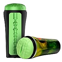 Raptor Reptile Stroker for Men & Couples. Soft & Stretchy, Unique Inner Texture, Fantasy Male Masturbator, Open-Ended Design, Adjustable Suction Intensity. 1 Piece, Green