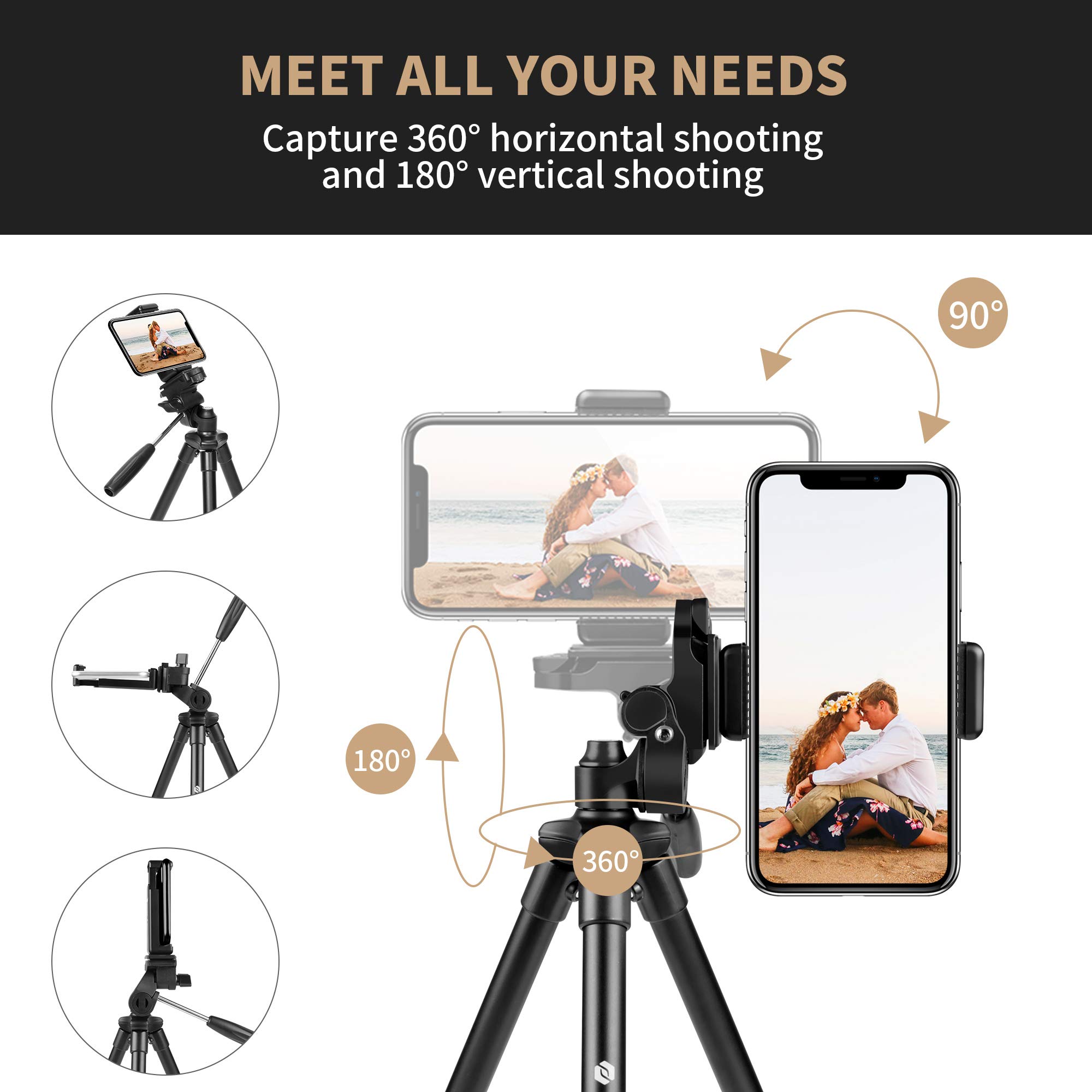 Fotopro Lightweight Phone Tripod with Remote,40 inches Camera Tripod Stand FY 583 with Bag Phone Mount for iPhone Camera