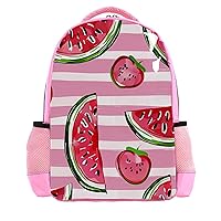 Travel Backpack,Small Backpack,Carry on Backpack,Watermelon and Strawberry Pink Stripes,Backpack