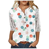 3/4 Sleeve Tunic Tops Shirt Womens Quarter Sleeve Cardigans for Women Tunic Tops for Women Loose Fit Dressy Womens 3/4 Length Sleeve Tee Shirts Blouses for Plus Size Women Multicolor L