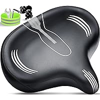 Oversized Bike Seat, Bicycle Seat for Women Men Extra Comfort Wide, Comfortable Universal Fit for Peloton Bikes, Exercise Stationary Mountain Bike Seats Cushion Old Bike Saddle Replacement