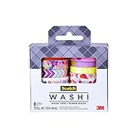 Scotch Expressions Washi Tape, 8 Rolls, Assorted Sizes & Colors, Great for Decorating and Crafts