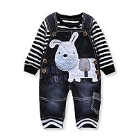 Cute Baby Boy Clothes Suit Toddler Boys' Striped long Sleeve T-Shirt+Denim Overalls Jumpsuit Pants Outfits Sets