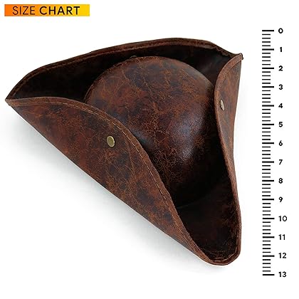 Skeleteen Faux Leather Pirate Hat - Brown Distressed Leather Colonial Style Tricorn Hat