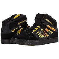 DC Boy's Pure High Top EV Skate Shoes With Ankle Strap and Elastic Laces