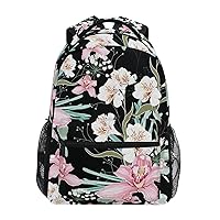 ALAZA Orchid Flower Floral Backpack Purse with Multiple Pockets Name Card Personalized Travel Laptop School Book Bag, Size S/16 inch