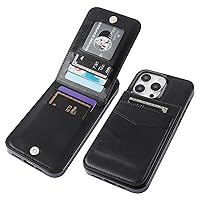 KIHUWEY Compatible with iPhone 15 Pro Max Case Wallet with Credit Card Holder, Flip Premium Leather Magnetic Clasp Kickstand Heavy Duty Protective Cover for iPhone 15 Pro Max 6.7 Inch (Black)