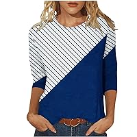 Deals of Today Ladies 3/4 Length Sleeve Tops on E-Blue