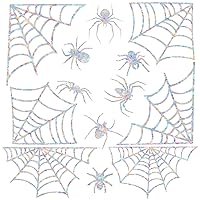 12 Pcs Spider Web and Spider Window Clings - Anti-Collision Window Decals to Save Birds from Window Collisions,Non Adhesive Prismatic Window Clings, Rainbow Stickers