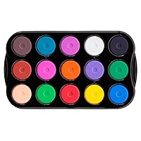 Jack Richeson Mini Tempera 15 Piece Set in Heavy Duty Black, 1 Count (Pack of 1), Assorted with Tray