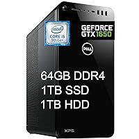 Dell XPS 8930 Flagship Desktop Computer 9th Gen Intel Hexa-Core i5-9400 (Beats i7-7700HQ) 4GB GeForce GTX 1650 64GB DDR4 1TB SSD 1TB HDD USB-C WiFi Bluetooth 4.2 Win 10 (Renewed)