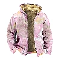Mens Thickened Sherpa Fleece Lined Jacket Coats Vintage Comfy Winter Warm Jackets Casual Loose Zipper Hoodies