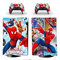 PS5 Digital Edition Console Controllers Cover Hero Skin Decals Stickers Compatible with PS5 Digital Console Red Spider