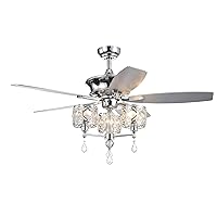 Warehouse of Tiffany CFL-8329REMO/CH Miramis 52-inch Chrome Crystal Chalice Chandelier Ceiling Fan, Silver