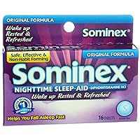 Sominex Nighttime Sleep-Aid with Diphenhydramine HCl 25 mg, Original Formula, 16 Tablets, (Pack of 1)
