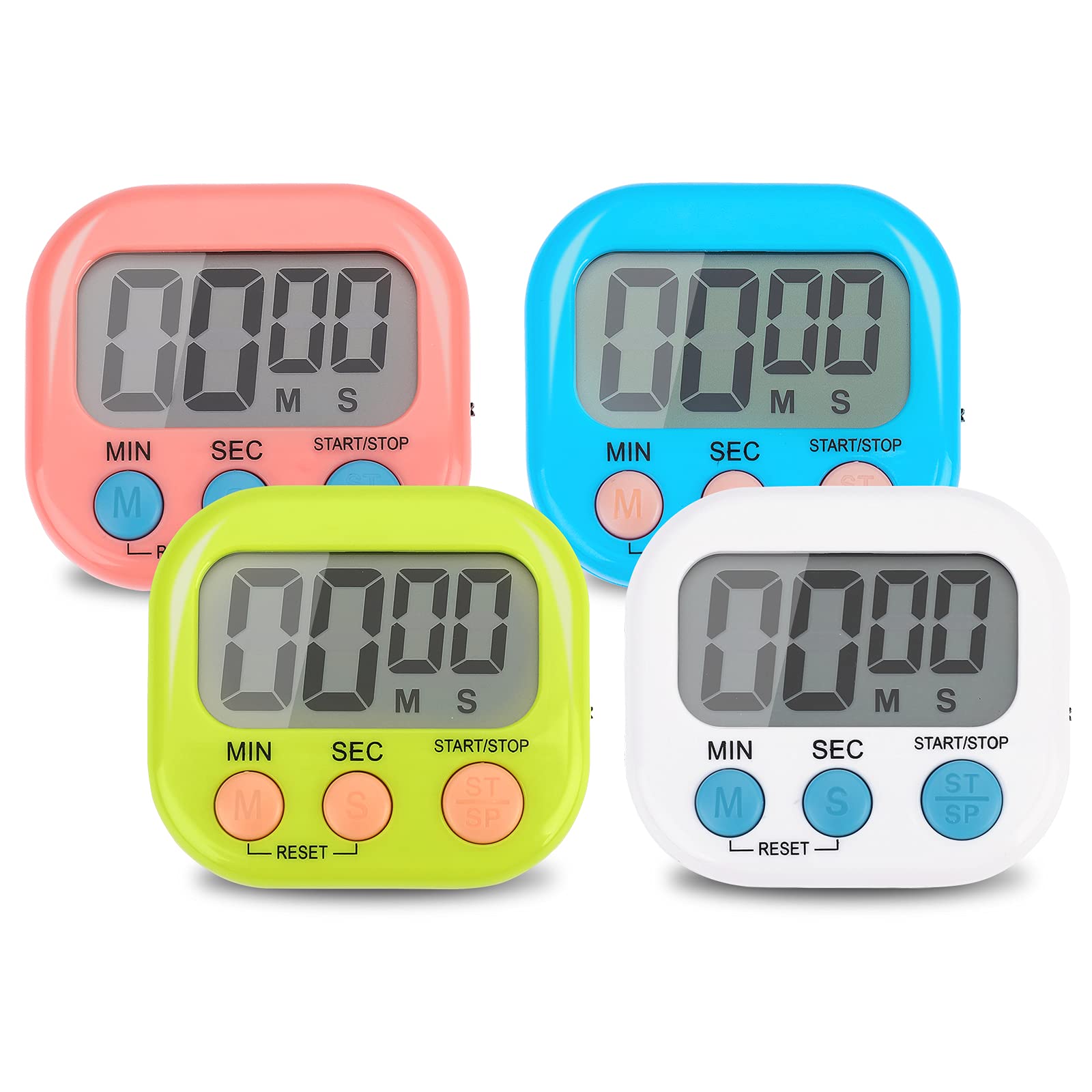 4-Piece Multi-Function Electronic Timer, Kitchen Timer, Learning Management Timer, Suitable for Kitchen, Study, Work, Exercise Training, Outdoor Activities(not Including Battery).
