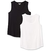 Amazon Essentials Women's Classic-Fit 100% Cotton Sleeveless Tank Top, Pack of 2