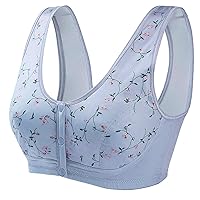 Snaps Front Closure Bra for Women Vintage Floral Workout Yoga Sports Bra 36B-44C