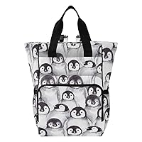 Cute Penguins Diaper Bag Backpack for Dad Mom Large Capacity Baby Changing Totes with Three Pockets Multifunction Diaper Bag Tote for Playing Shopping
