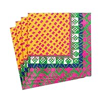 Caspari Frida Colorful Paper Party Cocktail Napkins in Fuchsia & Orange - Two Packs of 20