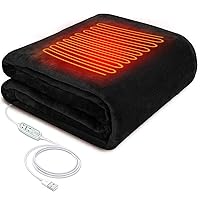 Electric Blanket Throw Electric Blanket Latest Enhanced Version Timer Button & Temperature Control Button Fluffy Automatic Cut Off Shoulder Throw Carbon Fiber Heated Washable USB Blanket Cold