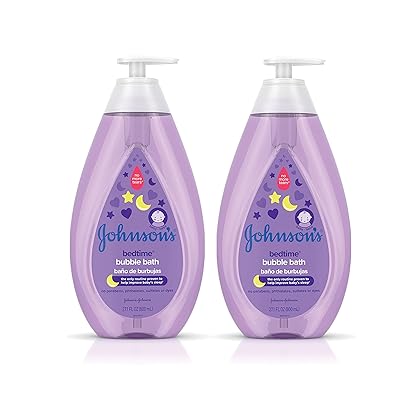 Johnson's Bedtime Baby Bubble Bath with Relaxing & Soothing NaturalCalm Aromas, Hypoallergenic, Gentle & Tear-Free Nighttime Bubble Bath for Babies, Kids & Toddlers, 2 x 27.1 fl. oz