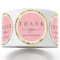 500 Thank You for Your Order Stickers, Chic Pink Thank You Stickers for Small Business, Thank You for Your Business Label Stickers, 1.4 Inches Thank You Stickers Roll.