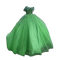 2024 Off The Shoulder Ball Gown Flower Pattern Tulle A line Prom Evening Party Dresses with Sleeves Long Train
