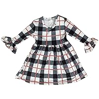 Little Girl Toddler Quarter Sleeves Checker Print Casual Party Dress 2t-8