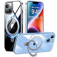 TORRAS Ultra Magnetic for iPhone 13 Case & iPhone 14 Case with Sturdy Stand, [12FT Military-Grade Shockproof & Compatible with MagSafe] Sleek Unbreakable Kickstand Case Ostand Series, Crystal Clear
