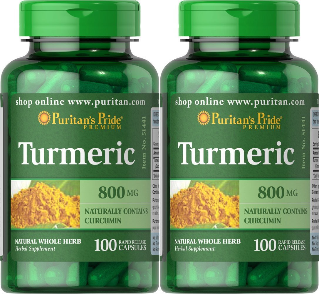 Puritan's Pride Turmeric 800 mg 100 Capsules (2 Pack)