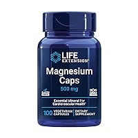 Life Extension Vitamin B6 250mg and Magnesium 500mg Capsules - Cardiovascular, Neurological, Kidney, Eye, Bone Health - 100 Vegetarian Capsules Each