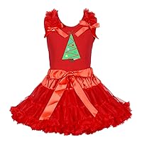 Petitebella Christmas Dress Xmas Tree Red Cotton Shirt Red Skirt Set Girl Clothing 1-8y