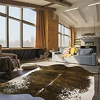 BENRON Cow Rug Large 6x7.2ft Area Rug Faux Cowhide Rug Stylish Living Room Rug Cow Print Luxury Cow Hide Rug for Bedroom Western Decor Leather Carpet,Olive Green