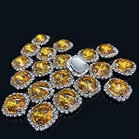 Flat Back Rhinestones Buttons Embellishments with Diamond, Sew On Crystals Glass Rhinestone for Clothing Wedding Bouquet(20pcs) Gold