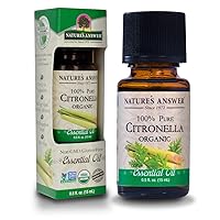 Nature’s Answer USDA Organic Citronella Essential Oil, 100% Pure | Natural Aromatherapy Oil for Diffuser/Humidifier, Steam Distilled 0.5 fl oz. (15ml) | Made in USA