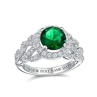 Bling Jewelry Art Deco Style 3CT Oval Solitaire Cubic Zirconia CZ Pave Simulated Red Garnet Emerald Green Statement Fashion Ring For Women Silver Plated Brass