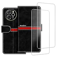 Phone Case Compatible with Blackview Shark 8 + [2 Pack] Screen Protector Glass Film, Premium Leather Magnetic Protective Case Cover for Blackview Shark 8 (6.78 inches)