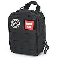 The Brazos First Aid Survival Kit, 250 Pieces, Hiking & Camping Essentials, Survival Gear and First Aid Combo for Emergency Preparedness, Lightweight, Portable, Tactical Clips & Closures, Black