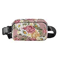 ALAZA Floral Peonies in Vintage Style Belt Bag Waist Pack Pouch Crossbody Bag with Adjustable Strap for Men Women College Hiking Running Workout Travel