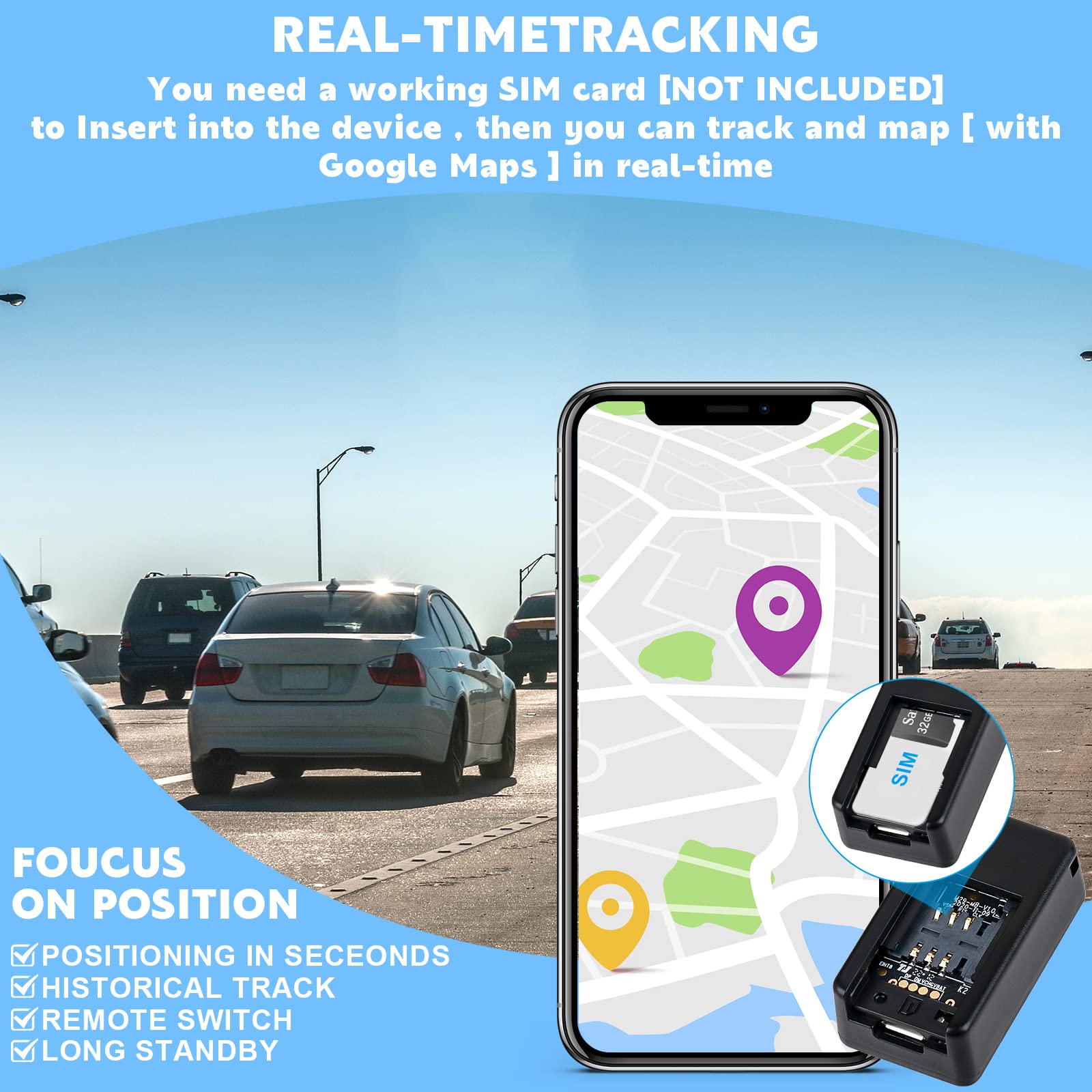 GPS Tracker for Vehicles - Magnetic Mini GPS Real time Car Locator Weatherproof Magnetic Case, Long Standby GSM SIM GPS Tracker for Vehicles Cars Trucks Loved Ones Asset Tracker