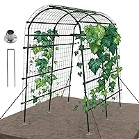 Garden Arch Trellis for Climbing Plants Outdoor 7ft Extra Tall with Flange Stainless Steel PE-Coated Lightweight Cucumber Arch Trellis|Garden Trellis Arch for Vegetables/Grape