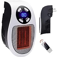 Space Heater（with Remote Control）,Portable Wall outlet Space Heater with Thermostat and Timer and Led Display,500 W Safe and Quiet Ceramic Heater Fan, Compact for Office Dorm Room