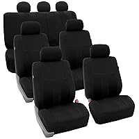 FH Group Three Row Striking Striped Full Set Car Seat Covers, Airbag Compatible & Split Ready – Universal Fit for Cars Trucks & SUVs (Black) FB036217