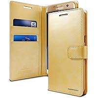GOOSPERY Blue Moon Wallet for Samsung Galaxy S7 Edge Case (2016) Leather Stand Flip Cover (Gold)