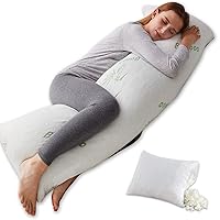 Ubauba Shredded Memory Foam Body Pillow for Adults with Bamboo Cover - Firm Long Body Pillow for Sleeping with Removable Pillowcase - Full Body Pillow for Hugging - 20x54 inch