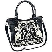 Banned Anubis Women Handbag Black-White, Cotton, Polyurethane,