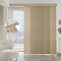 Graywind Manual Sliding Panels Natural Woven Panel Track Blinds Wand Control Window Blinds for Patio Sliding Glass Door Large Windows Width Up to 153
