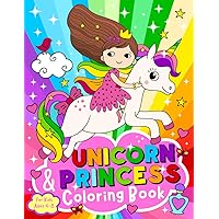 Unicorn and Princess Coloring Book: For Kids ages 4-8 (US Edition) (Silly Bear Coloring Books)