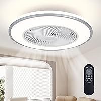 20'' Ceiling Fans with Lights, Low Profile Ceiling Fan with Light and Remote, Flush Mount Ceiling Fan with 6-Speed Reversible for Bedroom Living Room Kitchen